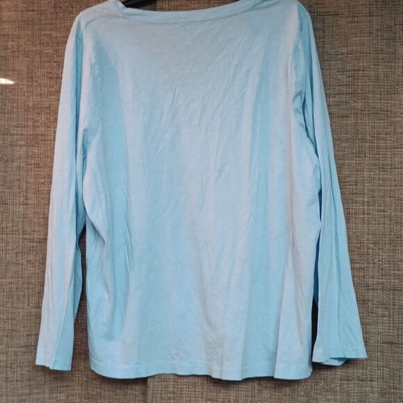 J. Crew Sky Blue V-Neck Long Sleeve Cotton Tee - Picture 4 of 4